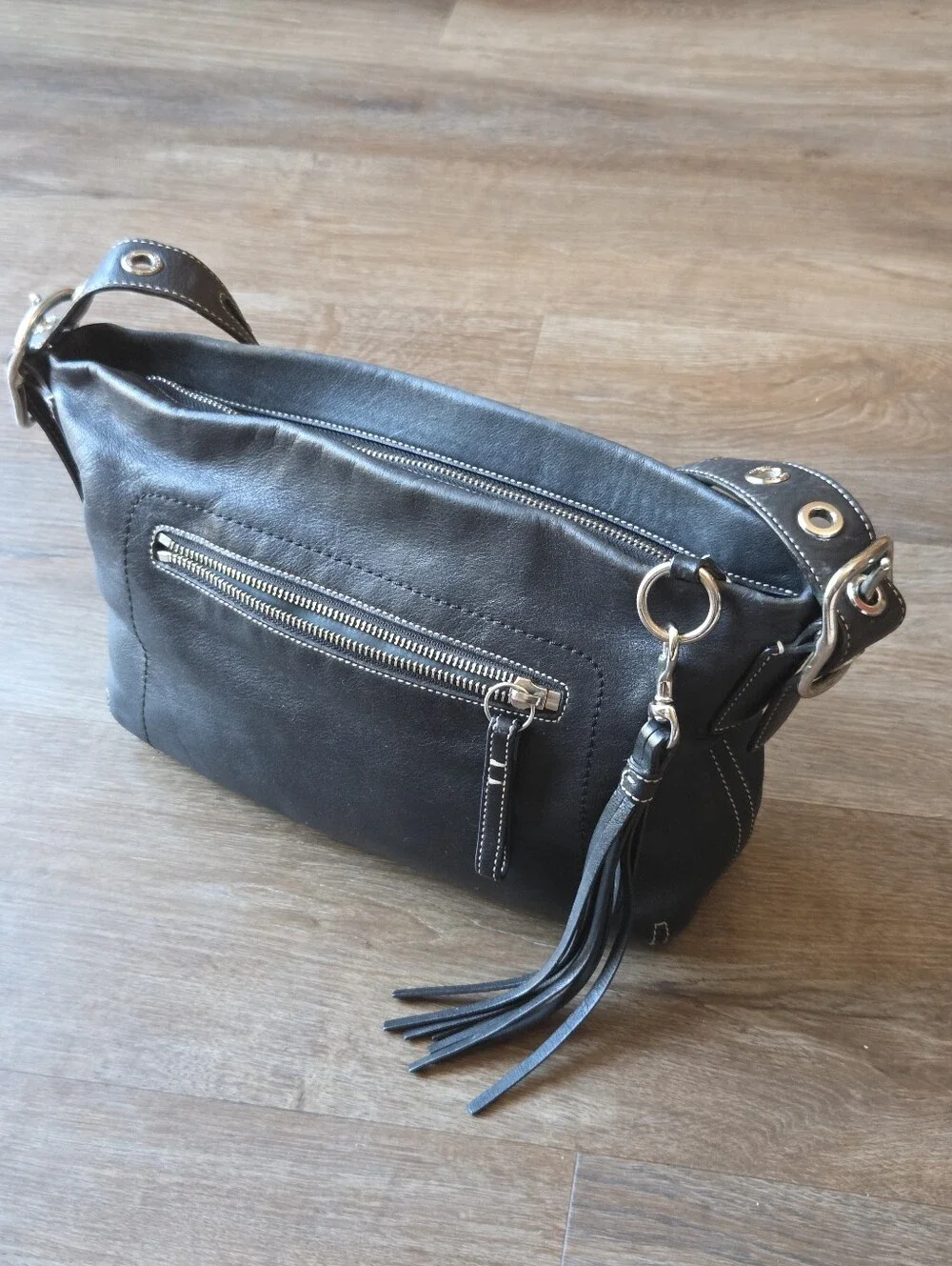 Vintage Coach 1417 Black Genuine Leather East West Legacy Shoulder Bag Hobo Bag